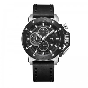 Alexandre Christie AC 9205 Silver Black Leather Boy Size BCLTBBA